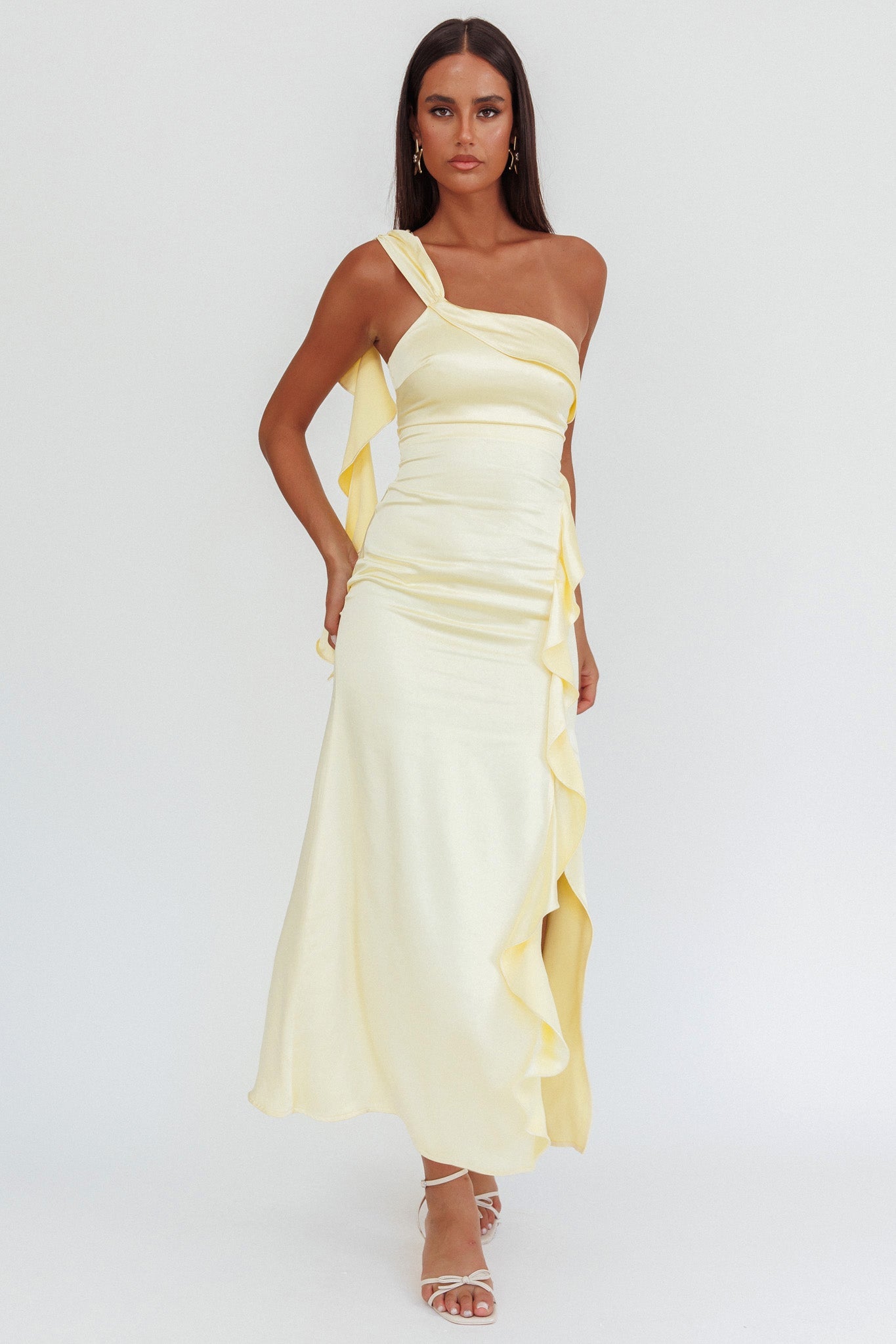 Carmel One-Shoulder Split Maxi
Dress Butter