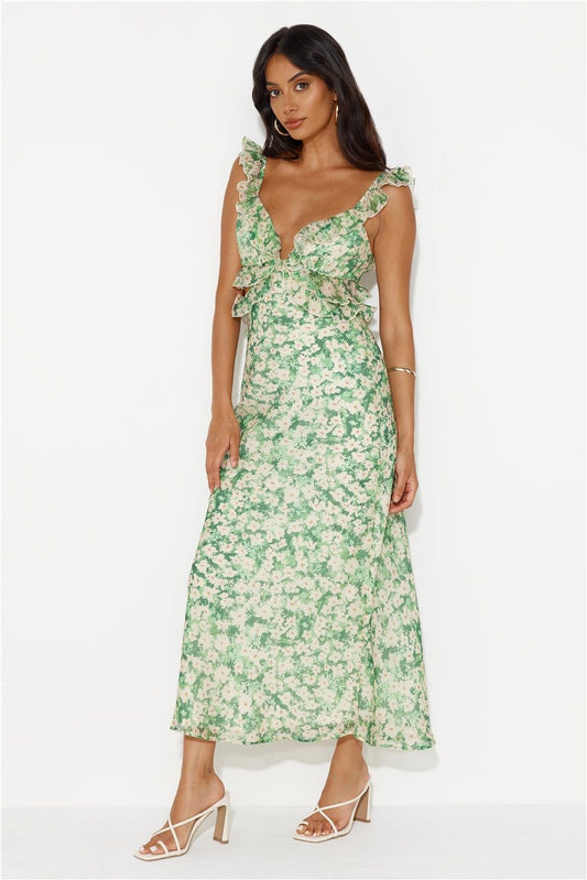 Hours Of Joy Maxi Dress Green