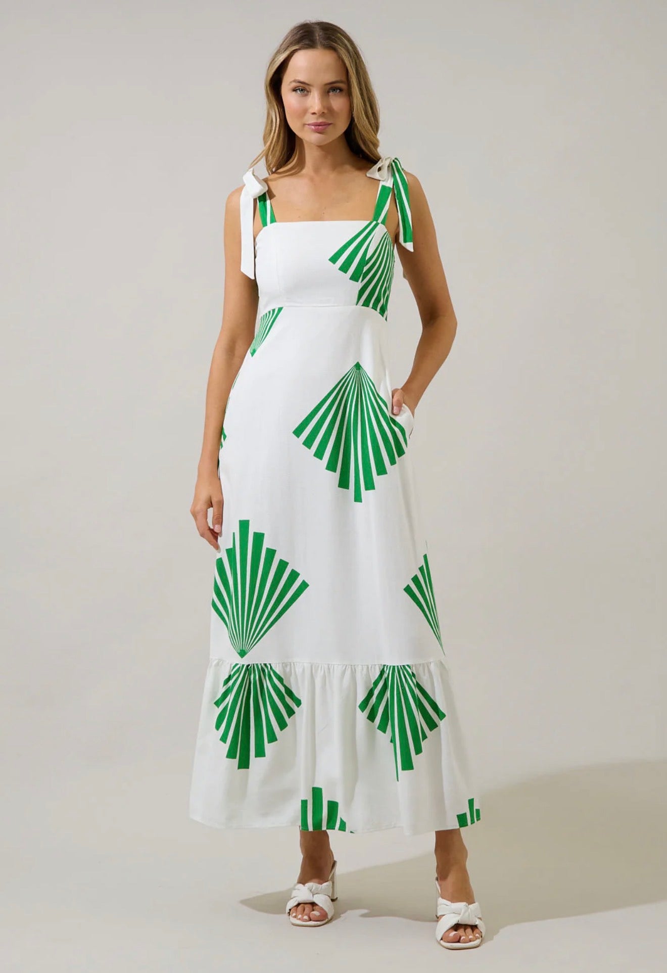 Hendy Shoulder Tie Maxi Dress Fan Breeze