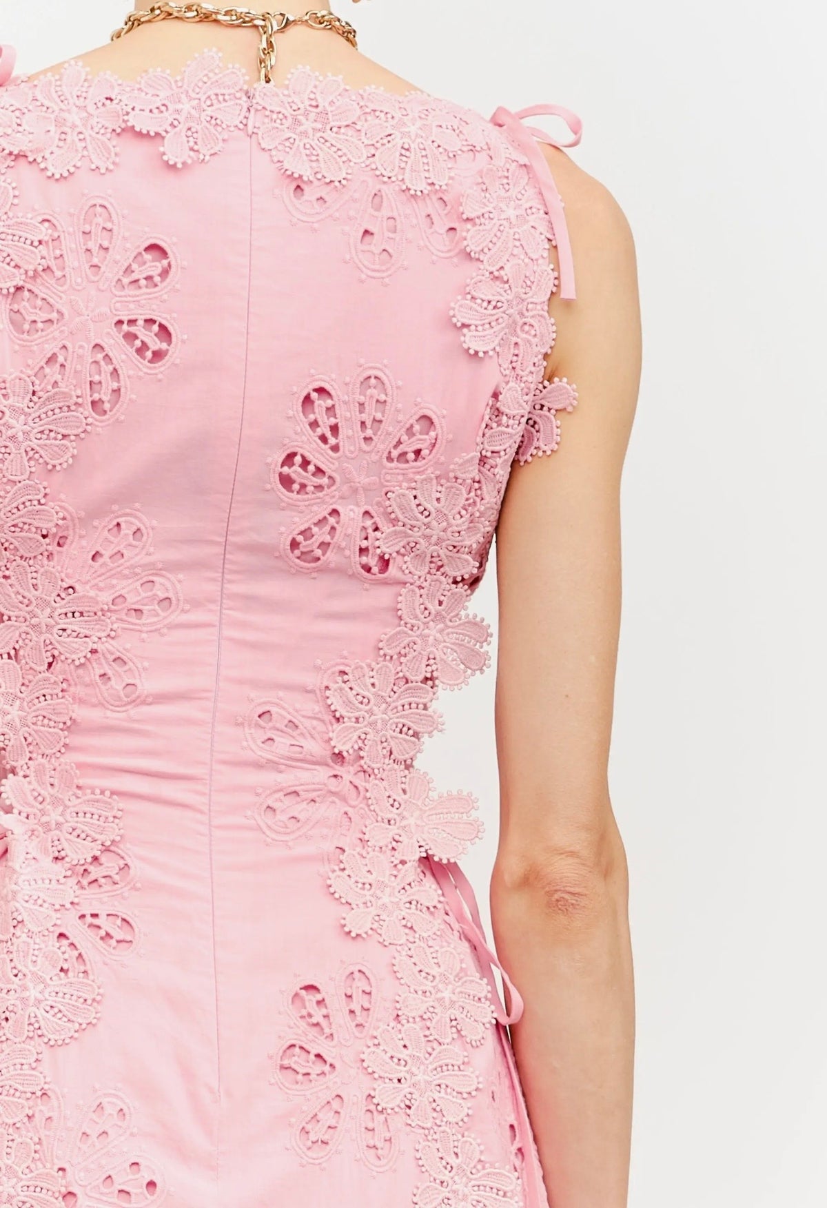 Rosé Eyelet Midi dress