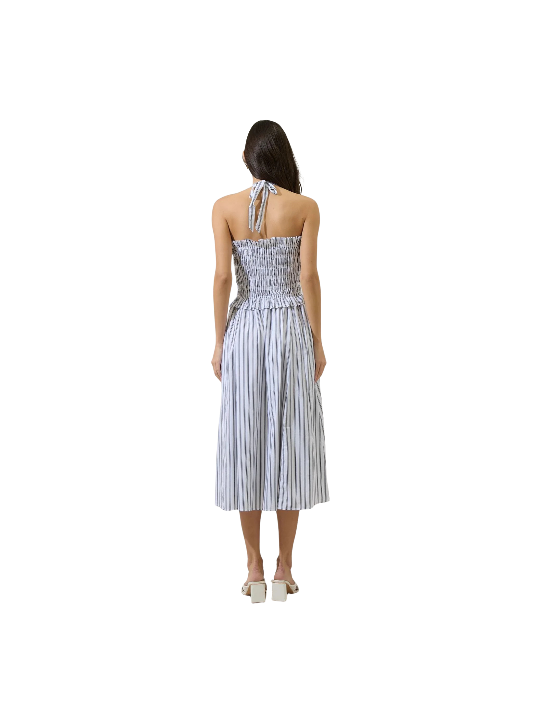 Kolin Striped Smocked Midi Dress