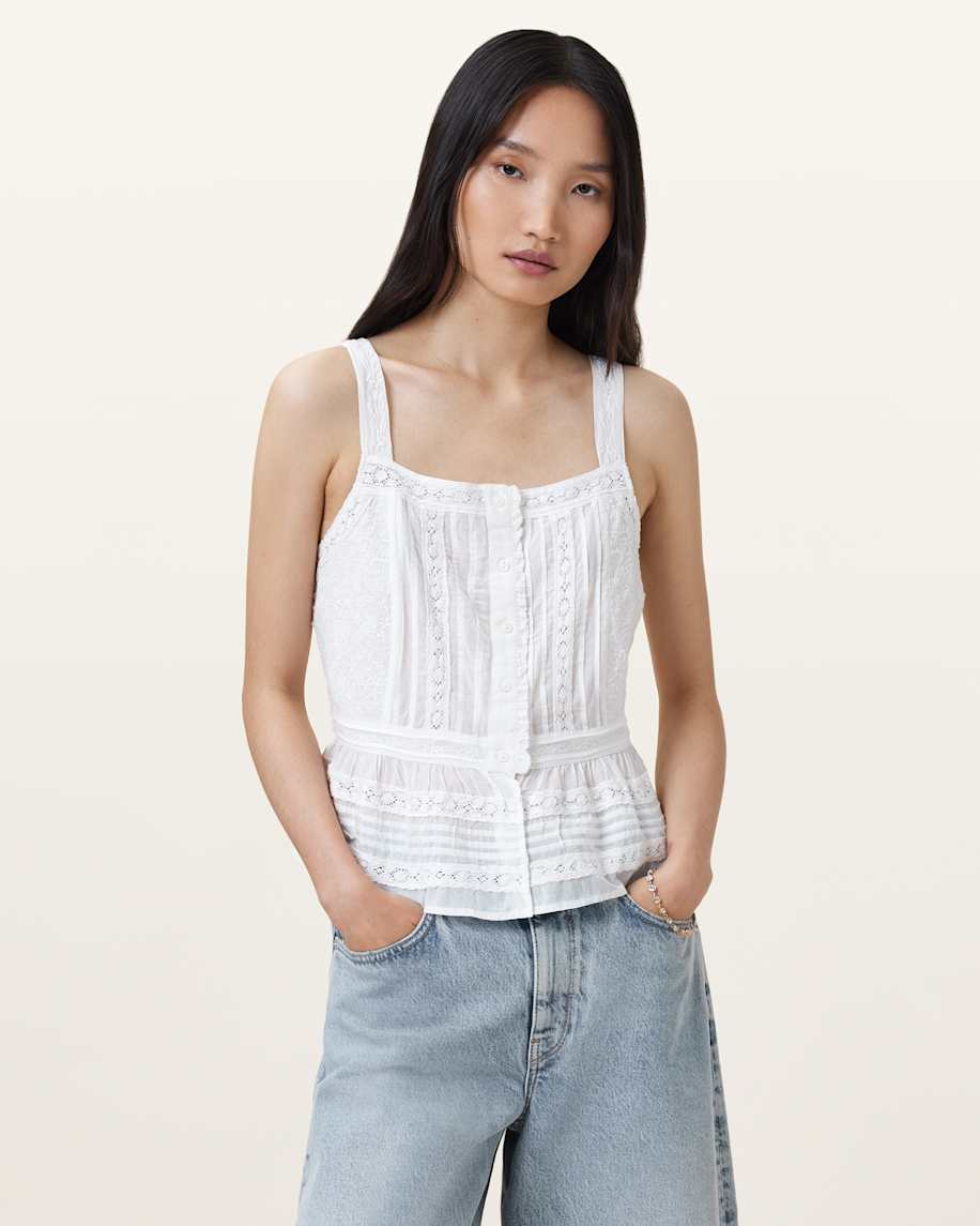 CATALINA SQUARE NECK BRODERIE TOP