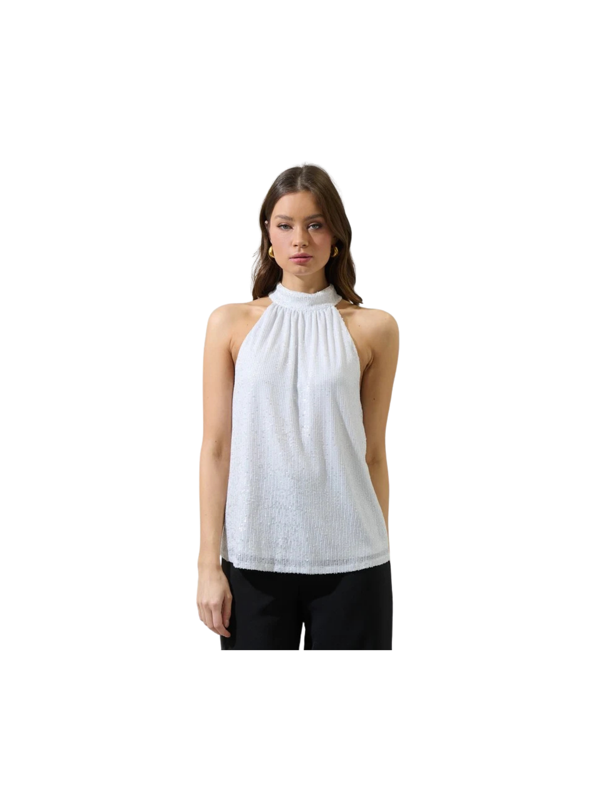 Kenzy Sequin Nature Halter Neck Sleeveless