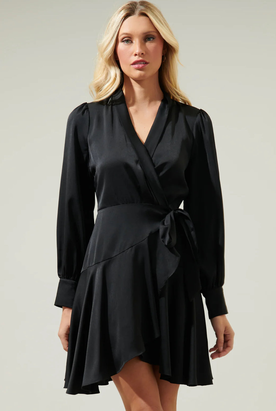 Pirouette Satin Wrap Dress