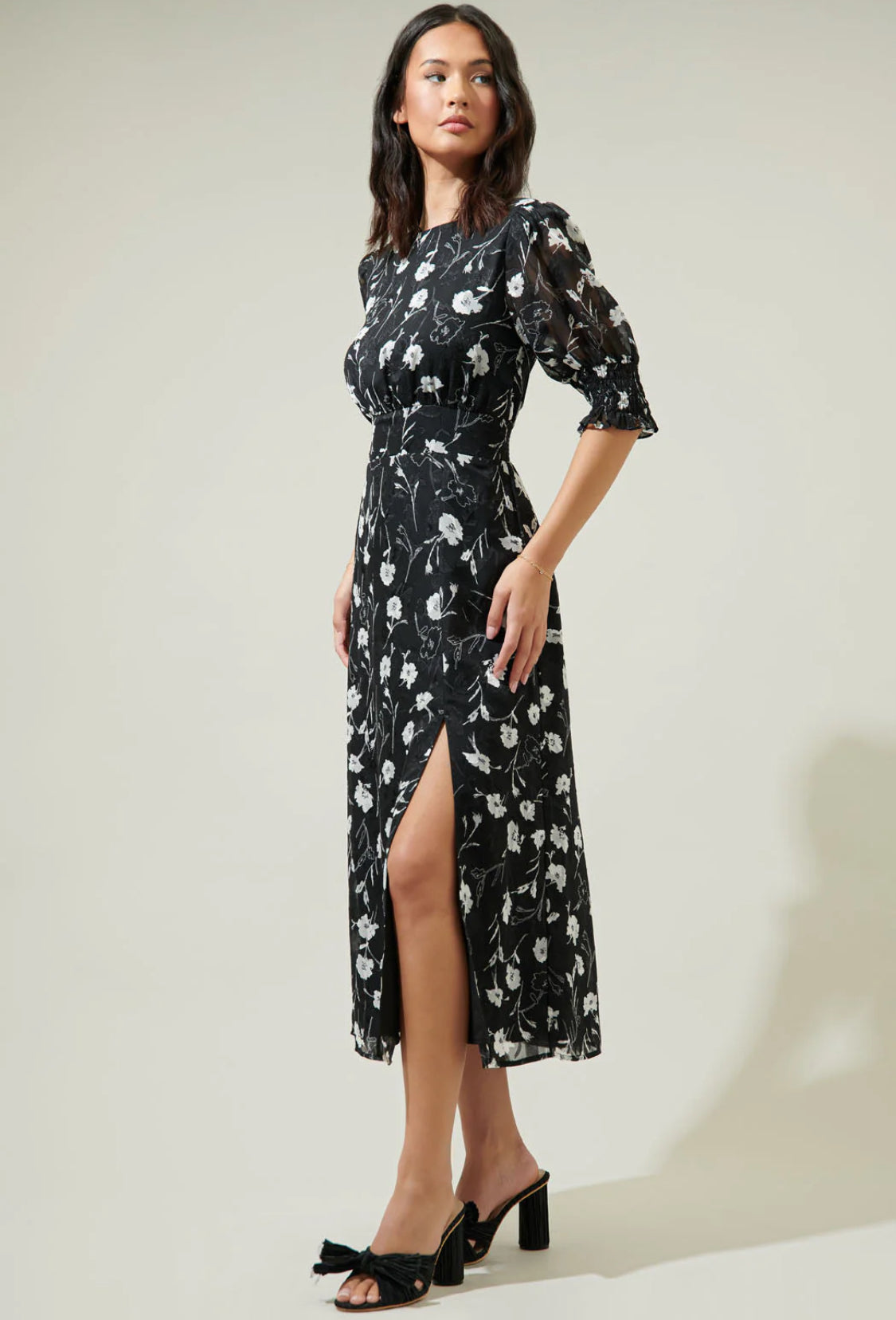 Marilu Floral Showoff Smocked Waist Midi Dress