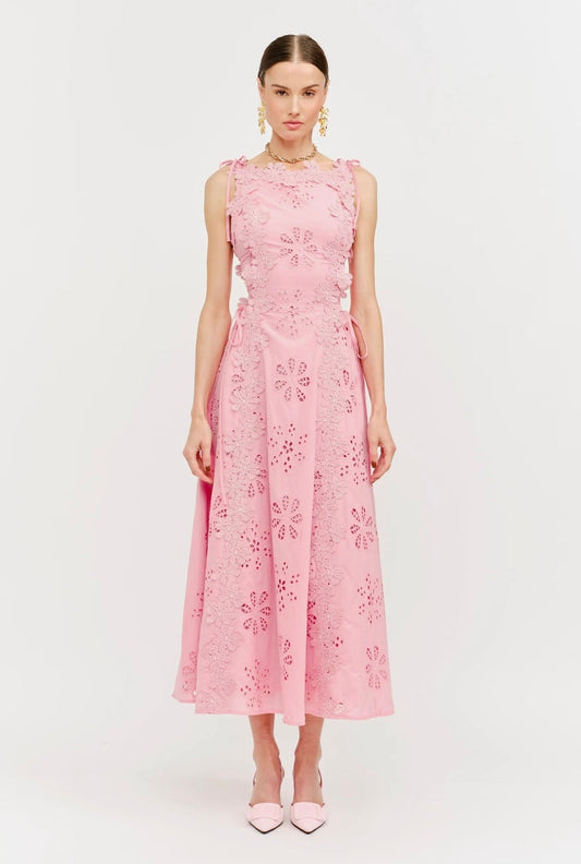 Rosé Eyelet Midi dress
