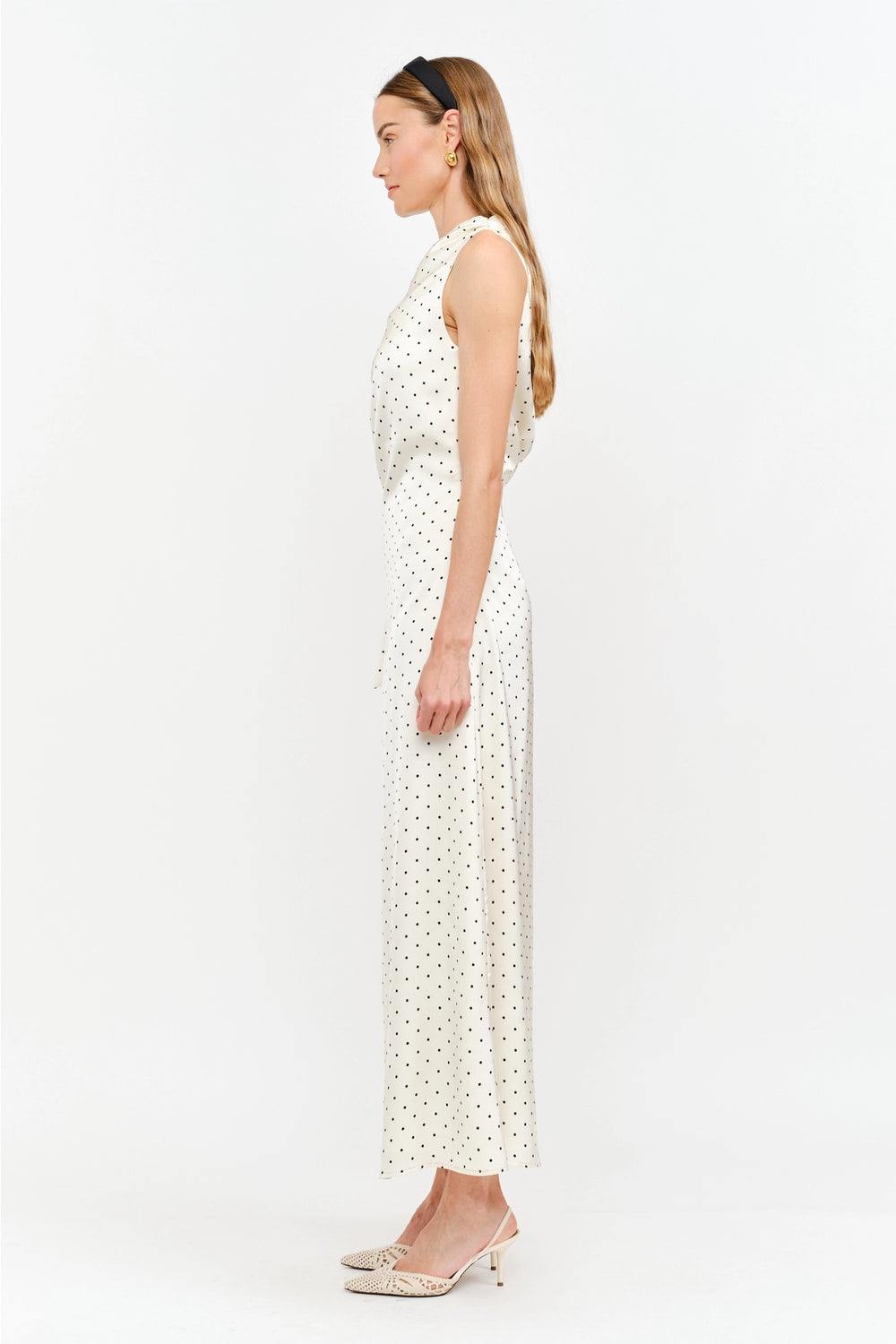 REMIE MAXI DRESS - CREAM POLKA DOT