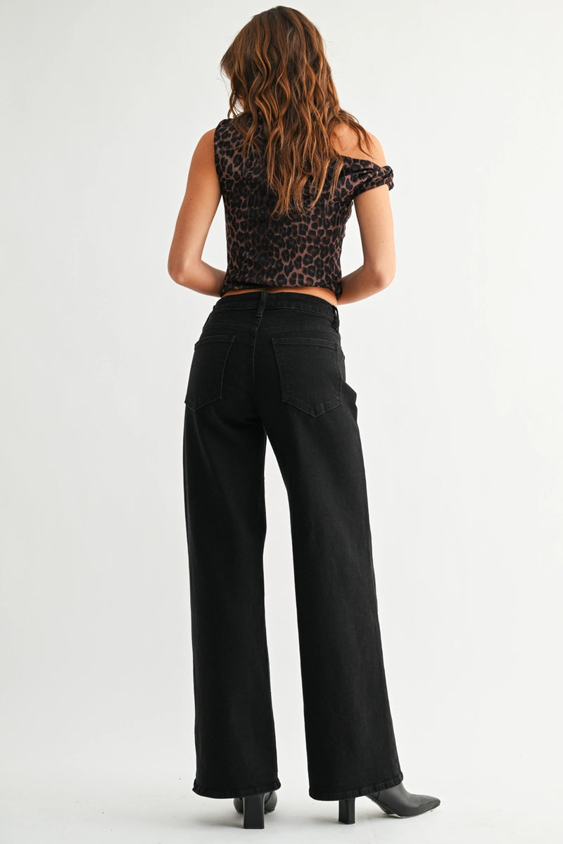 Black Full Length Straight Jeans
