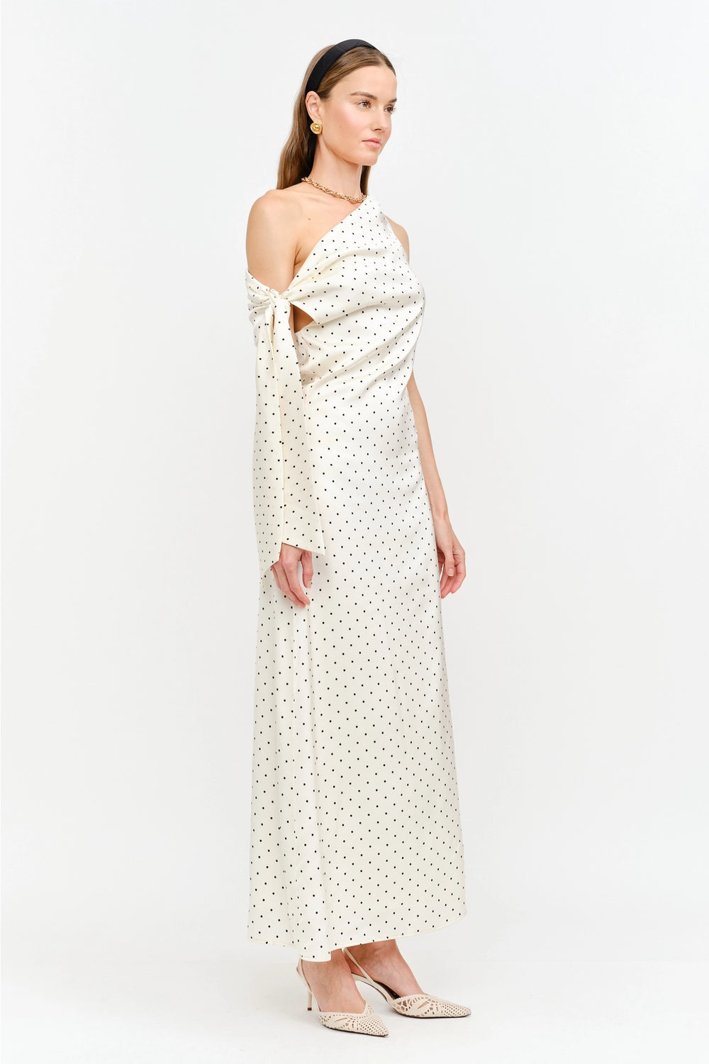 REMIE MAXI DRESS - CREAM POLKA DOT