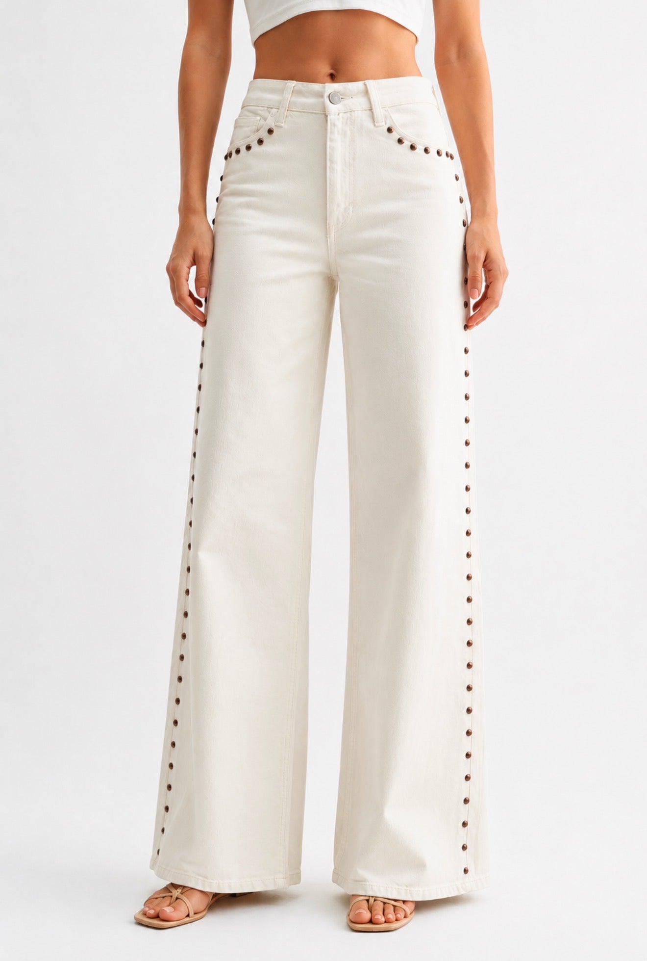 STUDDED HR PALAZZO WIDE LEG