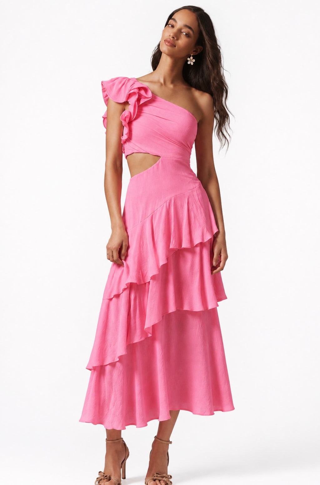 Deanna One-Shoulder Tiered Maxi Dress