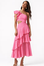 Deanna One-Shoulder Tiered Maxi Dress