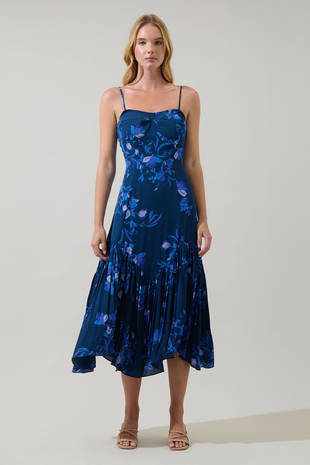 Niva Floral Hendra Pleated Maxi Dress