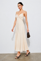 V-NECK CAMI LACE DETAIL CHIFFON MIDI
DRESS