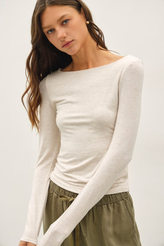 BOAT NECK LONG SLEEVE TOP