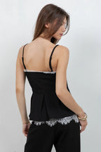 SOFT WOVEN TANK TOP WITH CONTRAST LACE INSERT